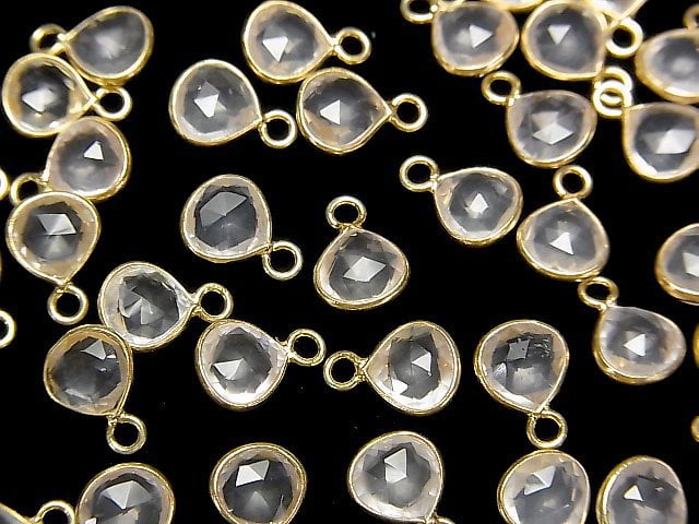 [Video] High Quality Rose Quartz AAA Bezel Setting Chestnut Shape 7x7mm 18KGP 4pcs