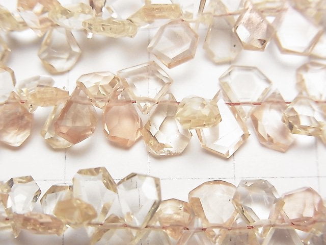 [Video] High Quality Oregon Sunstone AAA- Rough Slice Faceted [S size] 1strand beads (aprx.3inch / 8cm)