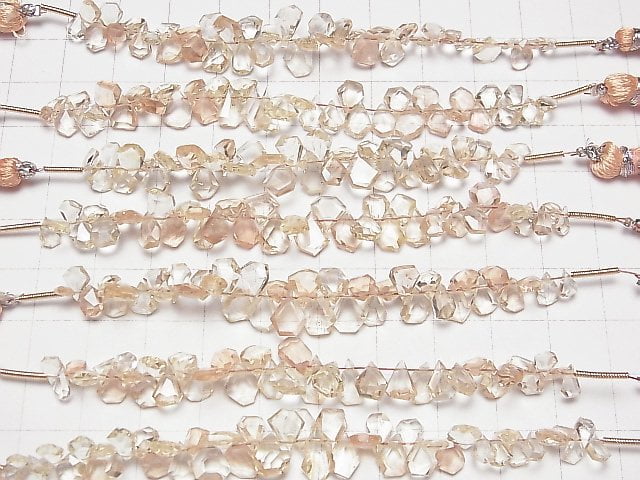 [Video] High Quality Oregon Sunstone AAA- Rough Slice Faceted [S size] 1strand beads (aprx.3inch / 8cm)