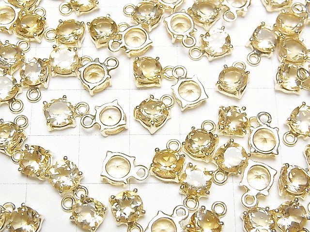 [Video] High Quality Citrine AAA Bezel Setting Round Faceted 6x6mm 18KGP 2pcs