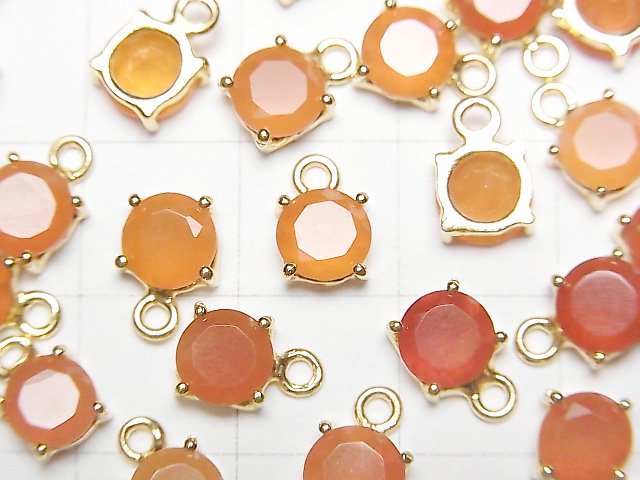 [Video] High Quality Carnelian AAA Bezel Setting Round Faceted 6x6mm 18KGP 2pcs
