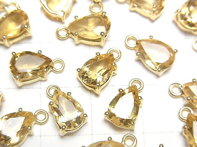 [Video] High Quality Citrine AAA Bezel Setting Pear shape Faceted 9x6mm 18KGP 2pcs