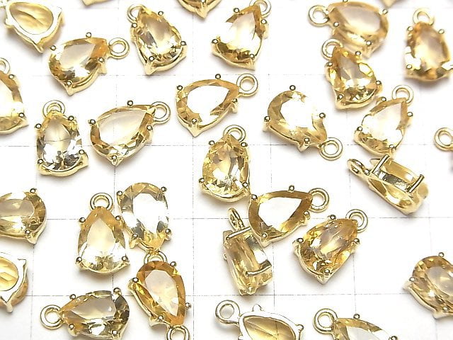 [Video] High Quality Citrine AAA Bezel Setting Pear shape Faceted 9x6mm 18KGP 2pcs