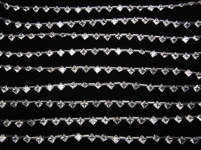 [Video] High Quality Rose Quartz AAA Diamond Princess Cut 7x7mm 1strand (18pcs)