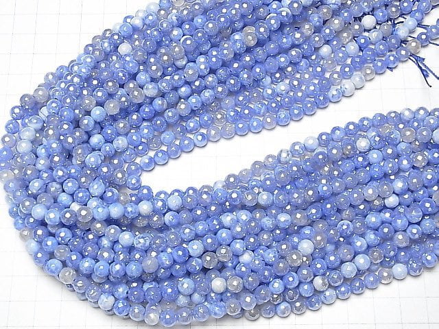 [Video] Blue color Agate Faceted Round 6mm Coating 1strand beads (aprx.15inch / 36cm)