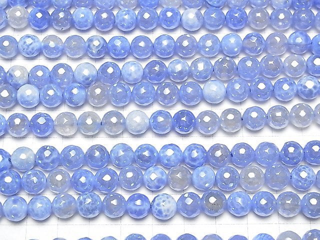 [Video]Blue Color agate Faceted Round 8mm coated 1strand beads (aprx.15inch/36cm)