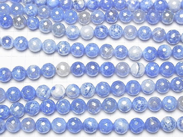 [Video] Blue color Agate Faceted Round 10mm Coating 1strand beads (aprx.14inch / 35cm)