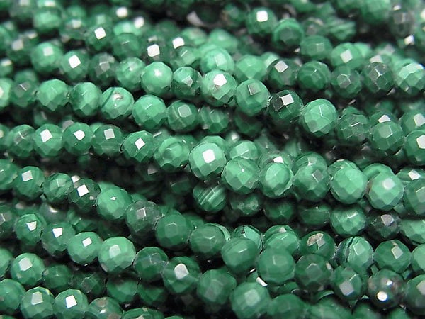 Faceted Round, Malachite Gemstone Beads