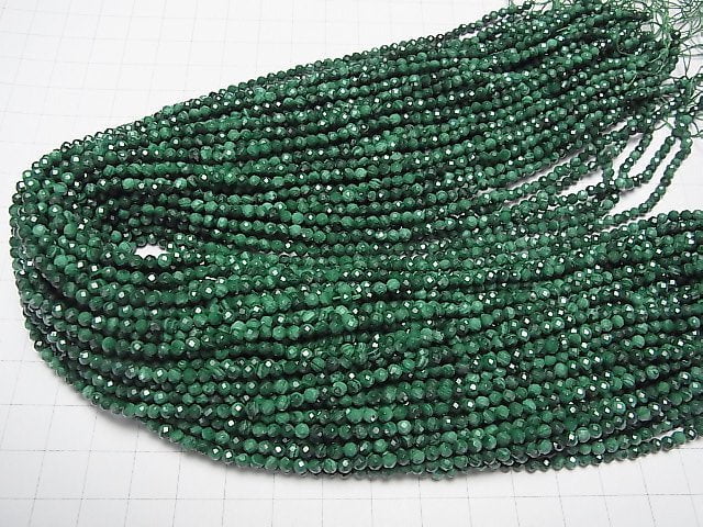 [Video] High Quality!  Malachite AAA- Faceted Round 3mm  1strand beads (aprx.15inch/37cm)