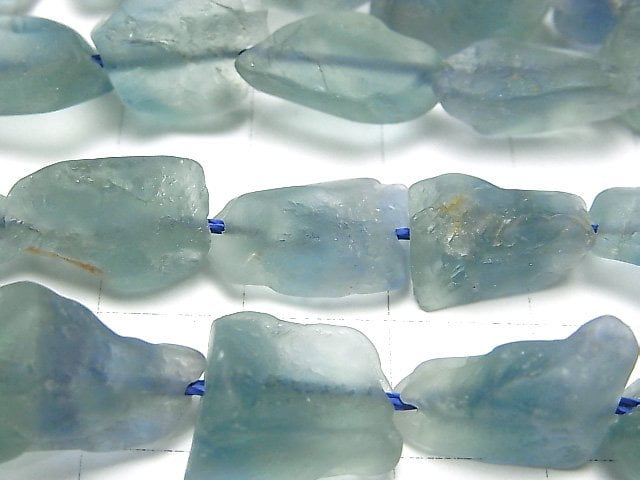 [Video] Blue Green Fluorite Rough Rock Nugget [M-L size] 1strand beads (aprx.14inch / 34cm)