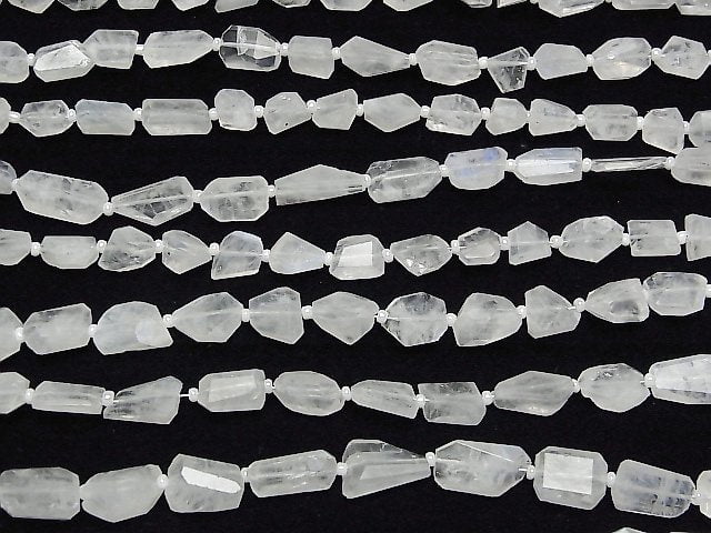 [Video] High Quality Rainbow Moonstone AA++ Faceted Nugget half or 1strand beads (aprx.13inch / 31cm)