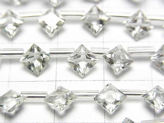 [Video] High Quality Green Amethyst AAA Diamond Princess Cut 7x7mm 1strand (18pcs)