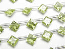 [Video] High Quality Peridot AAA Diamond Princess Cut 6x6mm Half or 1 Strand (18pcs)