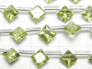 [Video] High Quality Peridot AAA Diamond Princess Cut 6x6mm Half or 1 Strand (18pcs)