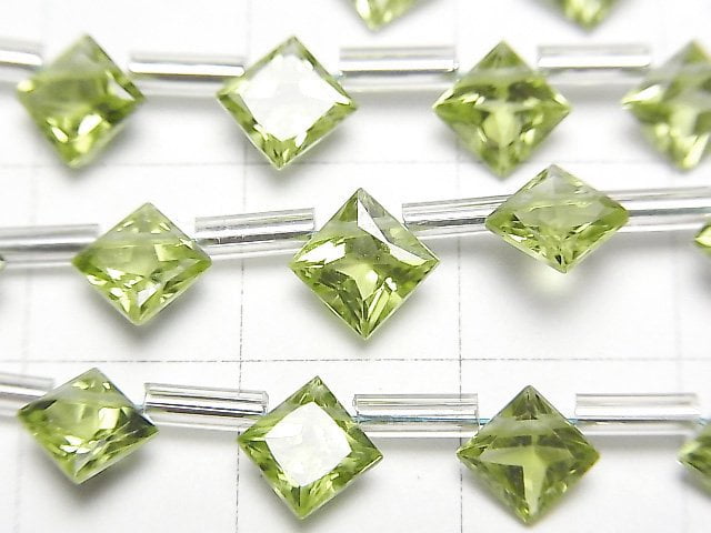 [Video] High Quality Peridot AAA Diamond Princess Cut 7x7mm half or 1strand (18pcs)