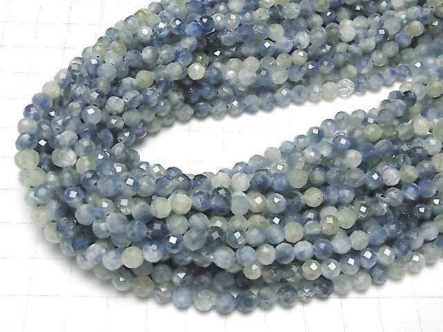 [Video] High Quality! Kyanite AA++ Faceted Round 5mm half or 1strand beads (aprx.15inch / 37cm)