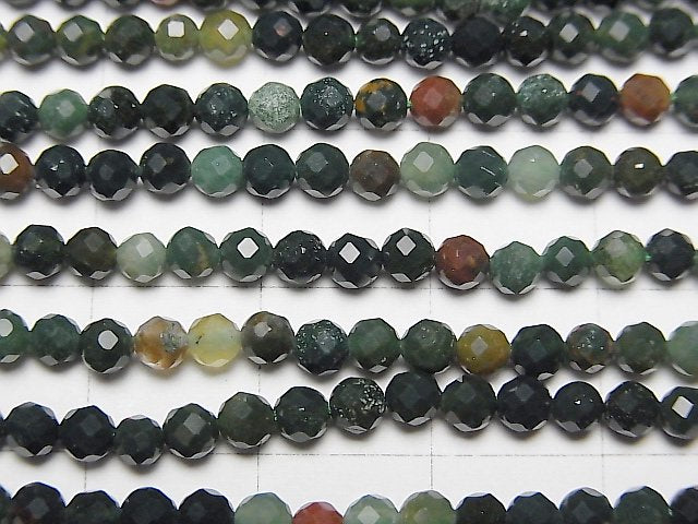 [Video] High Quality! Bloodstone Faceted Round 3mm 1strand beads (aprx.15inch / 37cm)