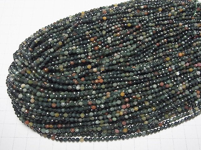 [Video] High Quality! Bloodstone Faceted Round 3mm 1strand beads (aprx.15inch / 37cm)