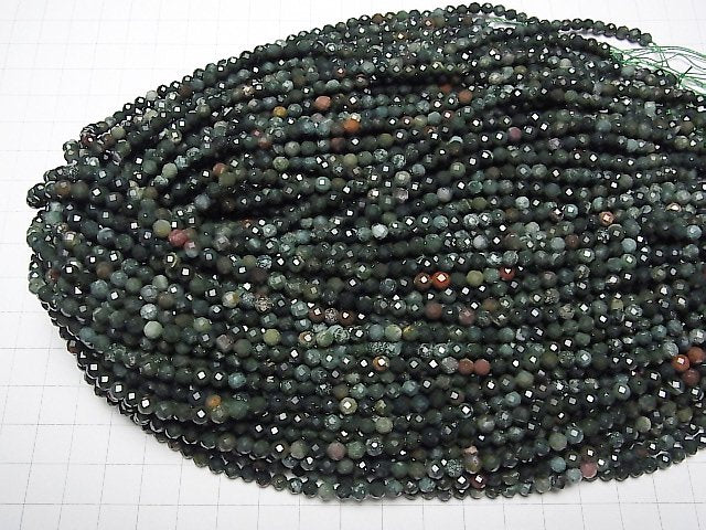 [Video] High Quality! Bloodstone Faceted Round 4mm 1strand beads (aprx.15inch / 36cm)