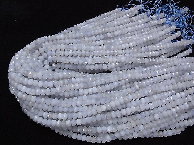 [Video] High Quality! Blue Lace Agate AA Faceted Button Rondelle 6x6x4mm half or 1strand beads (aprx.15inch / 36cm)
