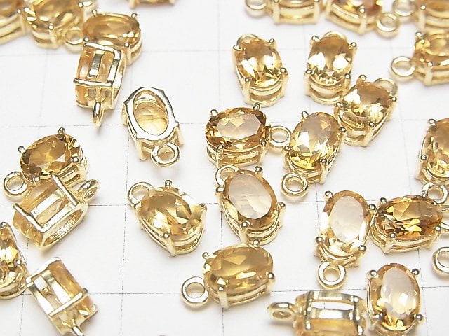 [Video] High Quality Citrine AAA Bezel Setting Oval Faceted 7x5mm 18KGP 2pcs