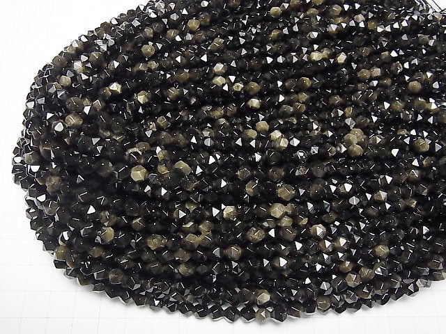 [Video] Golden Obsidian 20Faceted Round 6mm 1strand beads (aprx.15inch / 37cm)