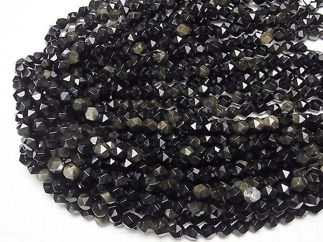 [Video] Golden Obsidian 20Faceted Round 8mm 1strand beads (aprx.15inch / 36cm)