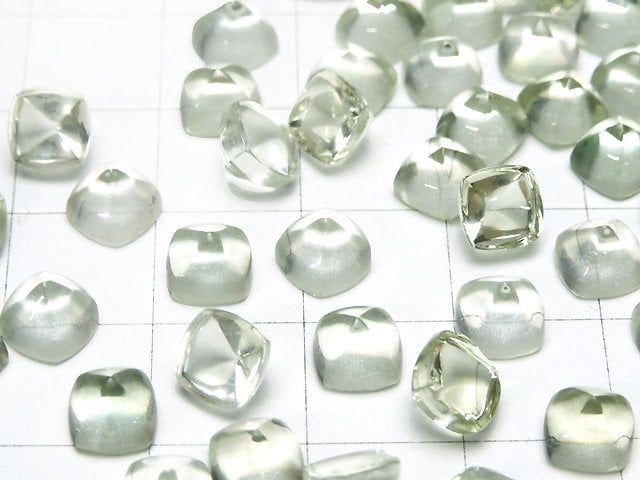 [Video] High Quality Green Amethyst AAA Sugarloaf Cut 6x6mm 4pcs