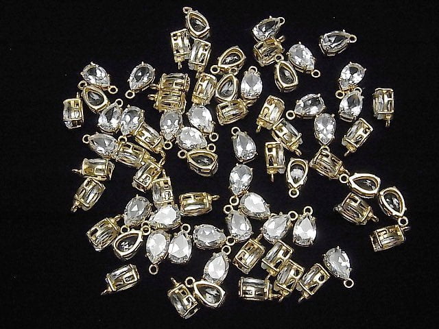 [Video] High Quality White Topaz AAA Bezel Setting Pear shape Faceted 9x6mm 18KGP 1pc