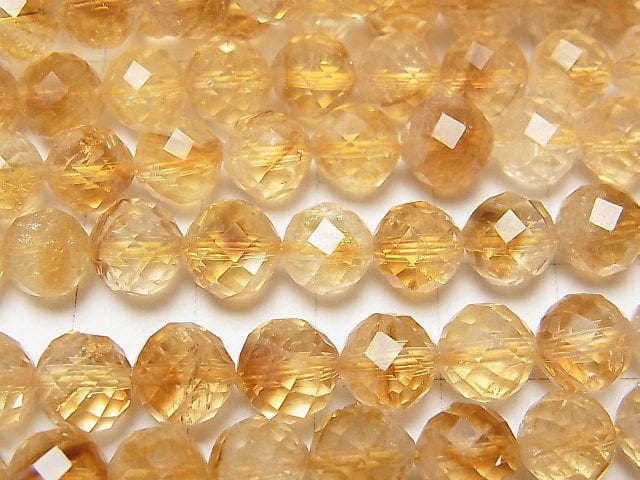 [Video] High Quality! Bi-color Citrine AA++ 64Faceted Round 8mm half or 1strand beads (aprx.15inch / 37cm)