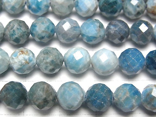 [Video] High Quality! Blue Apatite AA 64Faceted Round 8mm 1strand beads (aprx.15inch / 37cm)