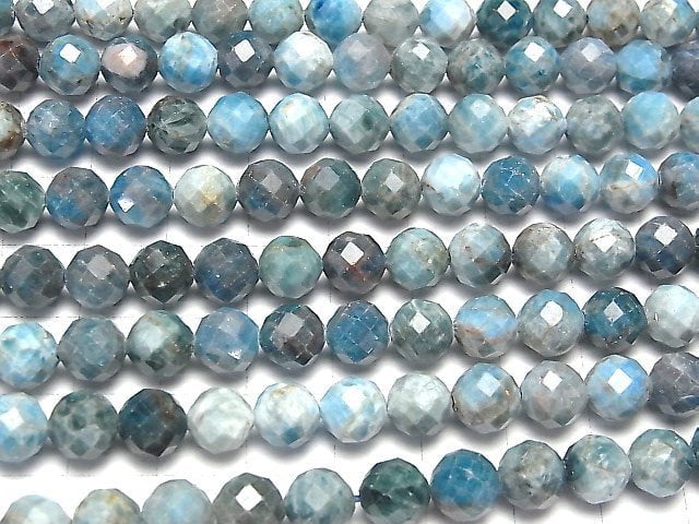 [Video] High Quality! Blue Apatite AA 64Faceted Round 8mm 1strand beads (aprx.15inch / 37cm)