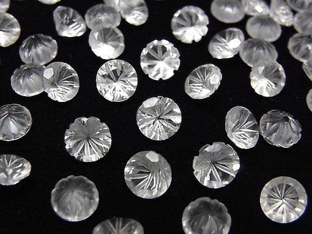 [Video] High Quality Crystal AAA Carved Round Faceted 6x6mm 5pcs