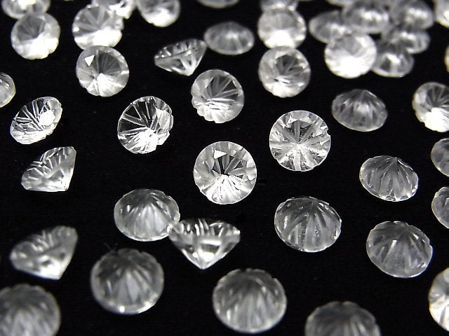 [Video] High Quality Crystal AAA Carved Round Faceted 6x6mm 5pcs