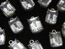 [Video]High Quality White Topaz AAA Bezel Setting Rectangle Faceted 10x8mm 18KGP 1pc