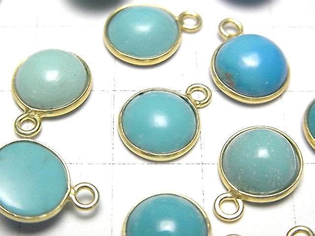 [Video] Kingman Turquoise AAA Bezel Setting Round 10x10mm 18KGP 1pc