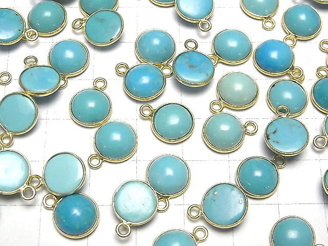 [Video] Kingman Turquoise AAA Bezel Setting Round 10x10mm 18KGP 1pc