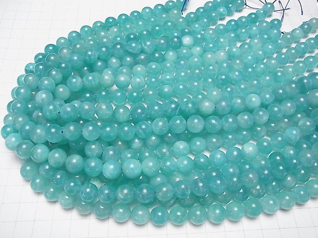 [Video] Uighur Amazonite Silica AA Round 10mm half or 1strand beads (aprx.15inch / 38cm)