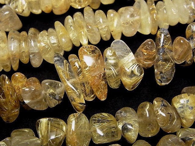 Chips, Rutilated Quartz Gemstone Beads