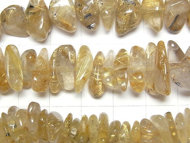 [Video]Rutilated Quartz AA++ Chips (Small Nugget) 1strand beads (aprx.33inch/84cm)