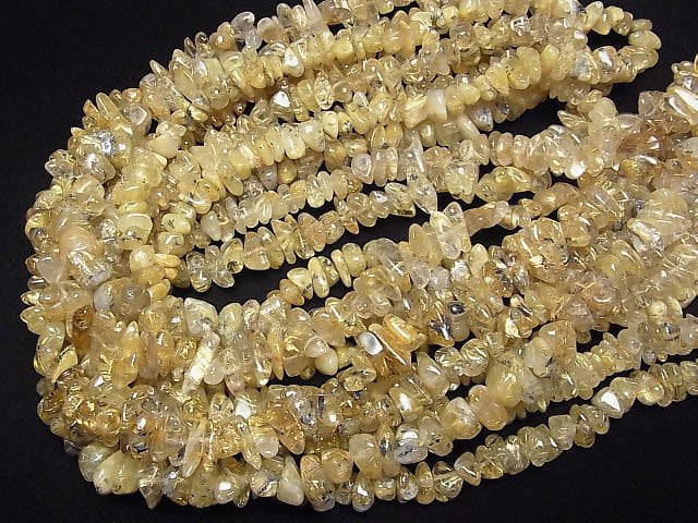 [Video]Rutilated Quartz AA++ Chips (Small Nugget) 1strand beads (aprx.33inch/84cm)