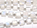 [Video]High Quality Rainbow Moonstone AA++ Faceted Square 1strand beads (aprx.7inch/19cm)