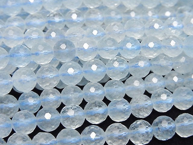 Aquamarine, Faceted Round Gemstone Beads