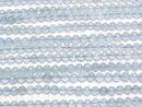 [Video] High Quality! Aquamarine AAA- 128Faceted Round 5.5mm half or 1strand beads (aprx.15inch / 37cm)