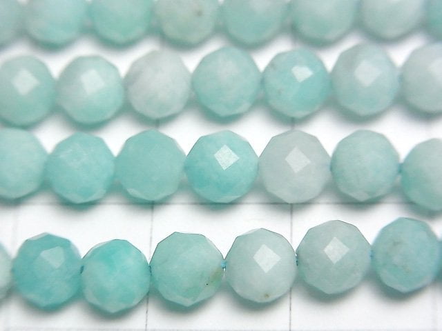 [Video] High Quality! Peru Amazonite AA+ Faceted Round 5mm 1strand beads (aprx.15inch / 37cm)