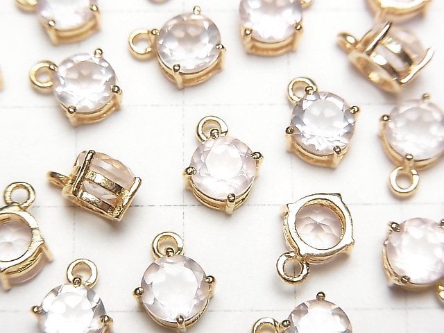 [Video] High Quality Rose Quartz AAA Bezel Setting Round Faceted 7x7mm 18KGP 2pcs