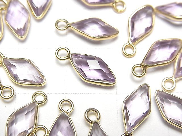 [Video]High Quality Amethyst AAA Bezel Setting Diamond Shape 11x6mm 18KGP 3pcs