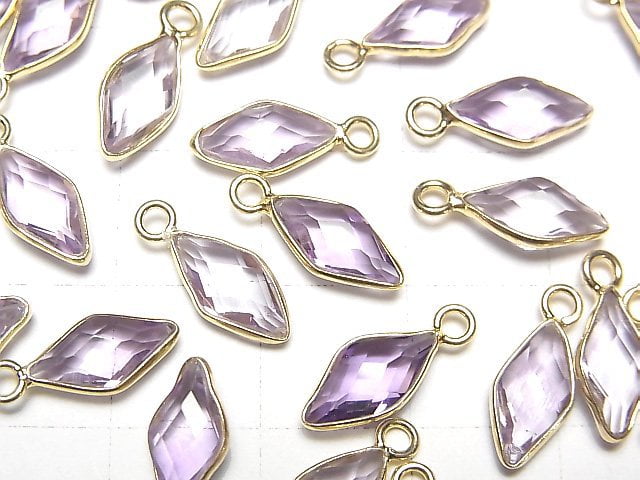 [Video]High Quality Amethyst AAA Bezel Setting Diamond Shape 11x6mm 18KGP 3pcs
