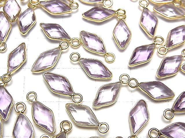[Video]High Quality Amethyst AAA Bezel Setting Diamond Shape 11x6mm 18KGP 3pcs