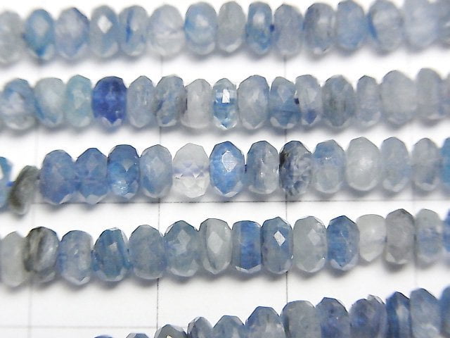 [Video] High Quality! Kyanite AA+ Faceted Button Roundel 4x4x2.5mm half or 1strand beads (aprx.15inch / 36cm)